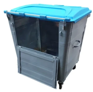 1100 Litre Galvanised Metal Wheelie Bin with Drop Back