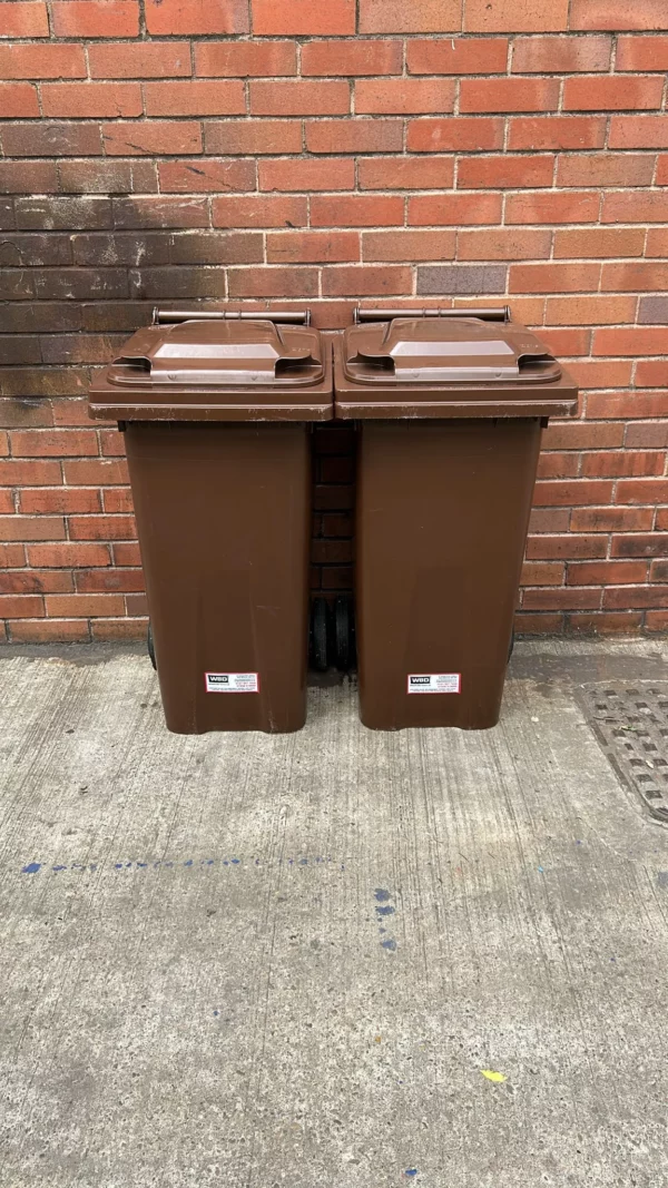 120 Litre Brown Plastic Wheelie Bin - Image 2