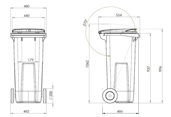 360 Litre Plastic Wheelie Bin - Image 7