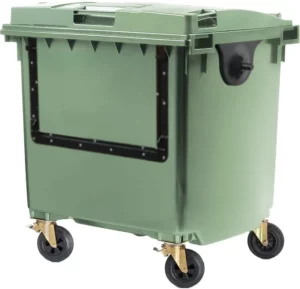 1100 Litre Drop Front Wheelie Bin - Green - Plastic - Wheelie Bin Direct
