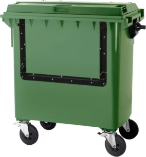 660 Litre Drop Front Wheelie Bin - Green - Plastic - Wheelie Bin Direct